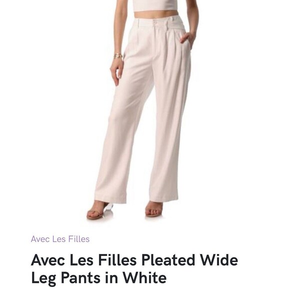 Anthropologie Avec Les Filles-Full Wide-Leg Lined White Trousers/Pants L NWT - Picture 1 of 4